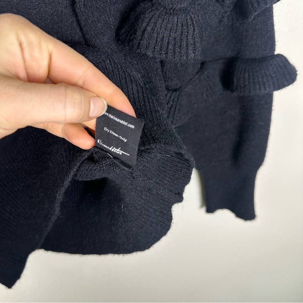 Anthropologie LINE & DOT Small Chic Black Chunky Ruffle Sleeve Pullover Sweater - Picture 5 of 6